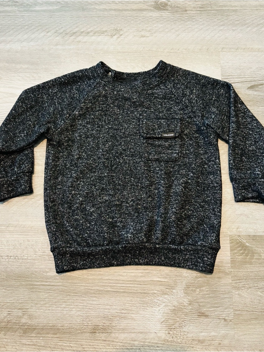 New Volcom baby boys Heathered Black Pocket Crew Sweater size 24 months